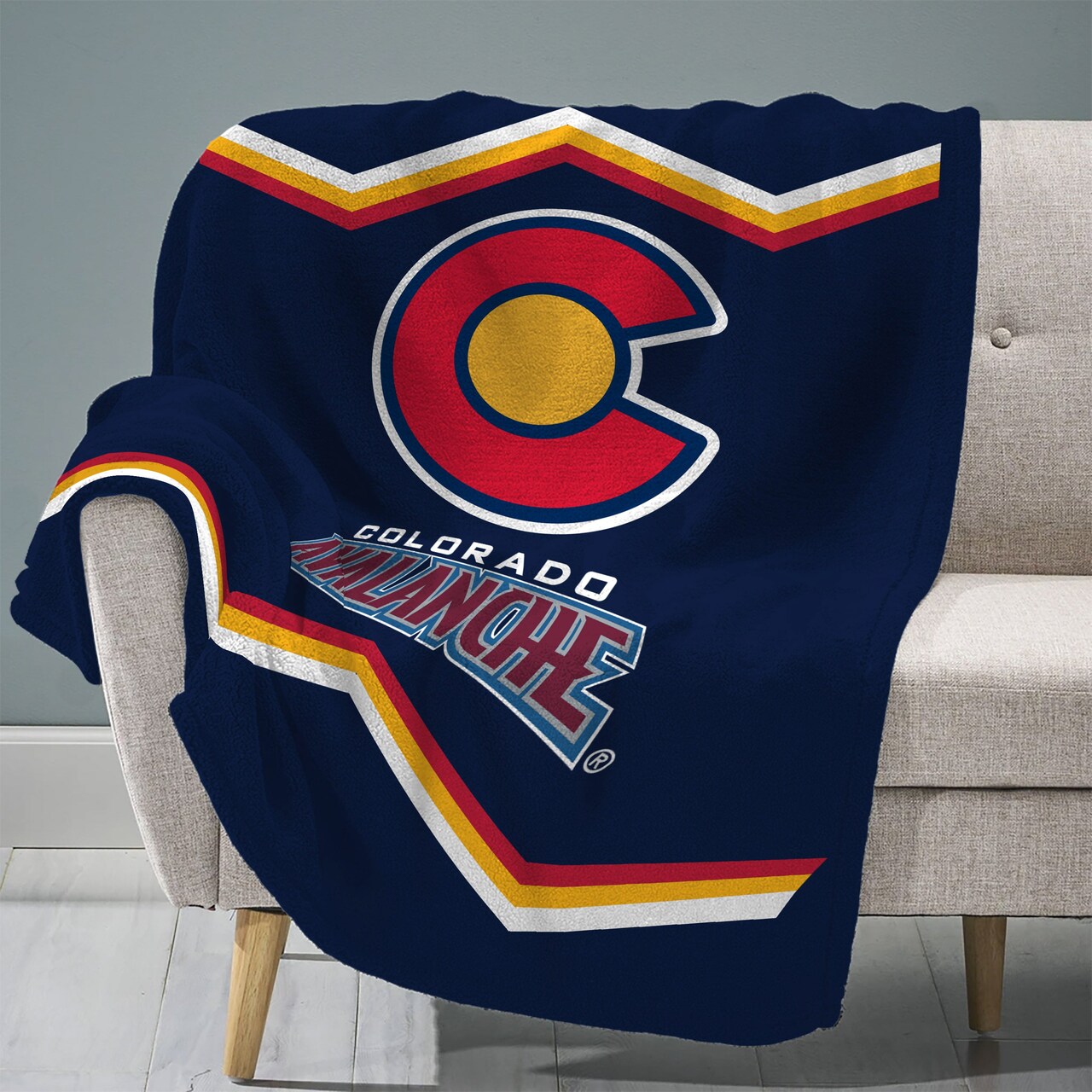 Sleep Squad Colorado Avalanche Reverse Retro 60” x 80” Raschel Plush Hockey Blanket